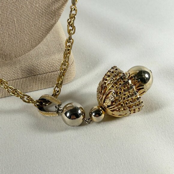 SPECTACULAR 50's BAUBLE GOLD TONE PENDANT W/BEAUTIFUL 24” GOLD TONE ROPE CHAIN - Picture 8 of 11